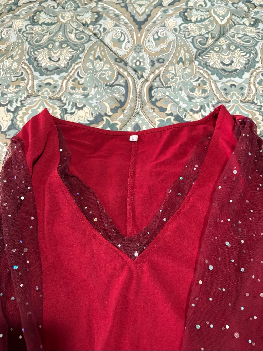 Ladies red dress with sequins